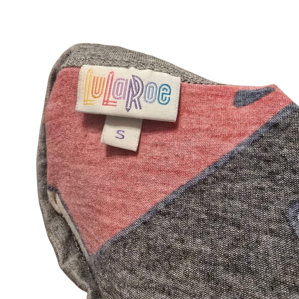 Lularoe Watermelon Shirt S Red Gray Cropped Sleeves - Picture 4 of 5